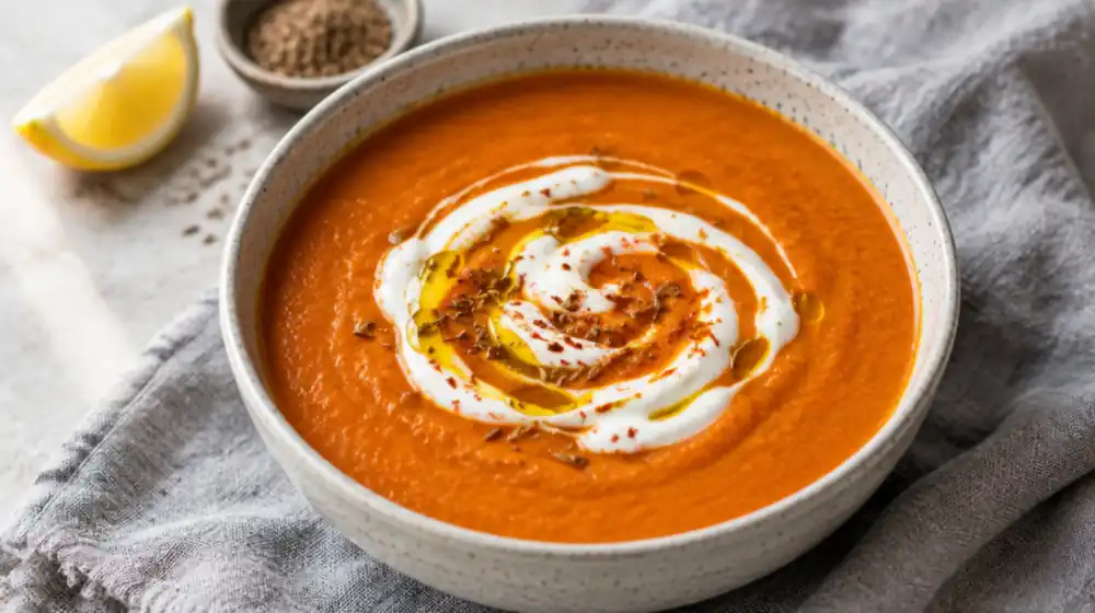 Red Lentil & Yogurt Soup — puréed texture, IDDSI Level 3